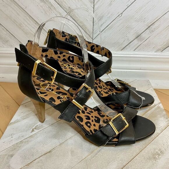 Jessica Simpson leopard print heels sandals - Picture 2 of 4